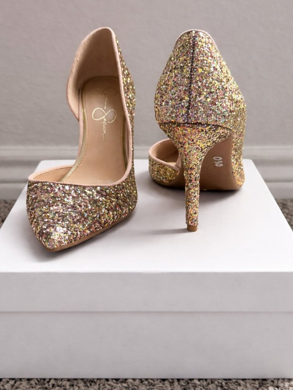 Jessica Simpson Glitter Heels Size 9 ✨ Multicolor Sparkle Stiletto Pumps
